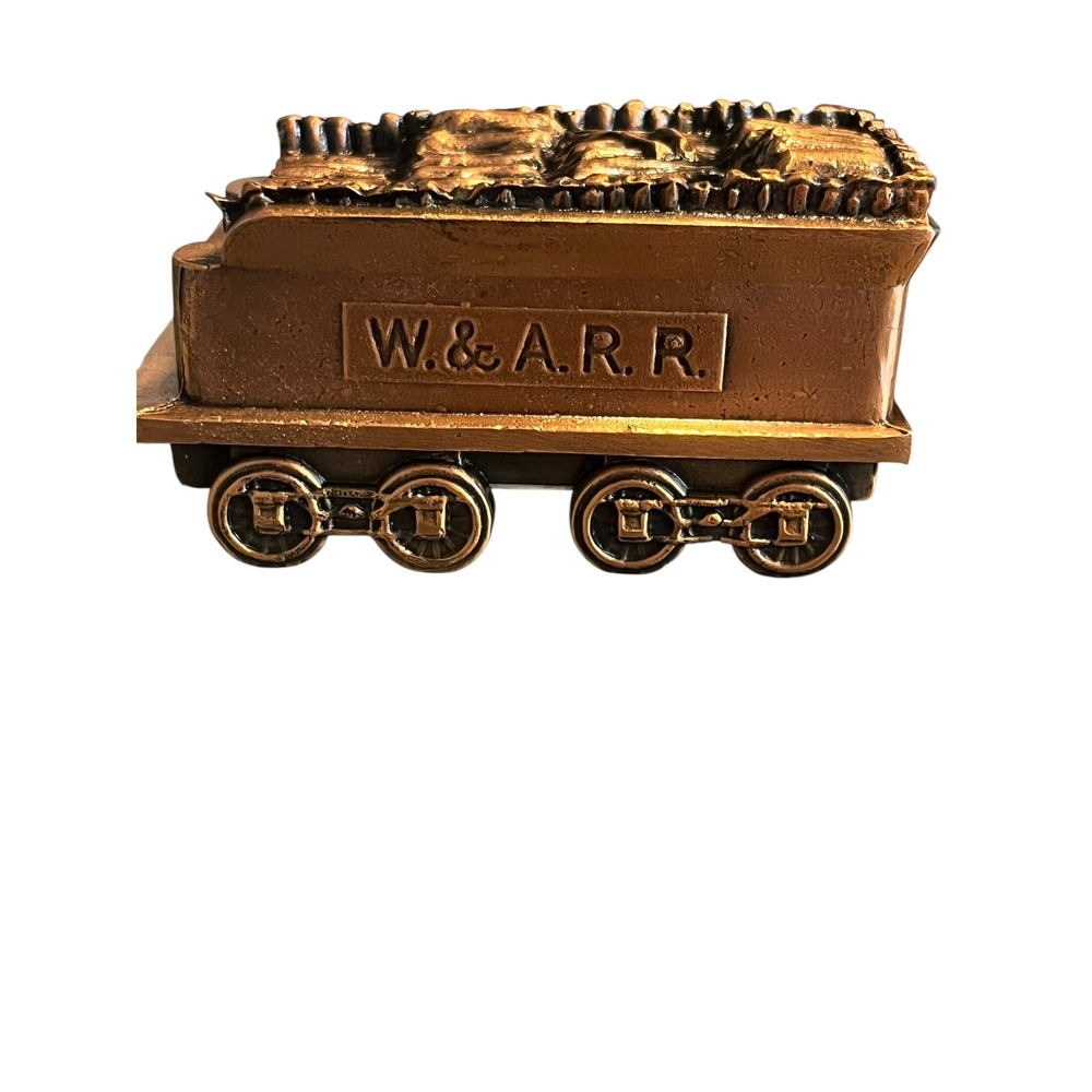 Vintage 1974 Banthrico W.& A.R.R. Woodtender Train Coin Bank Copper Diecast Box